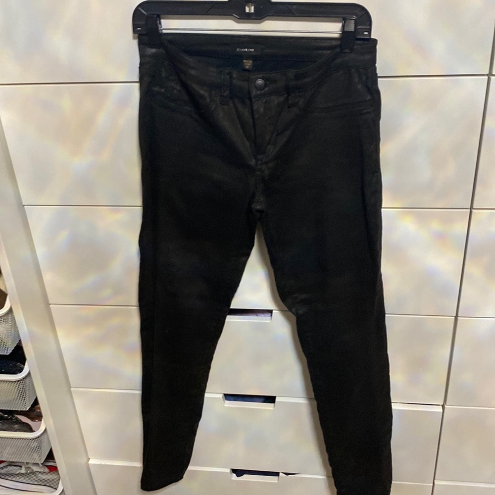 Bebe jeans, size 29, shiny black